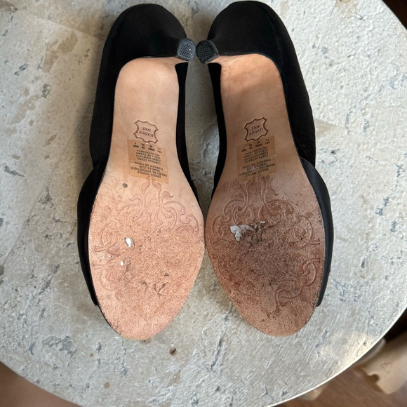 Kenneth Cole Reaction Peep Toe Satin High Heels Leather Sole Black Size 7.5M - Picture 8 of 10